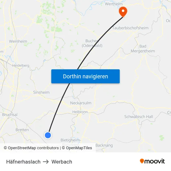 Häfnerhaslach to Werbach map