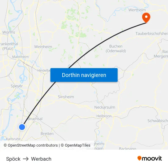 Spöck to Werbach map