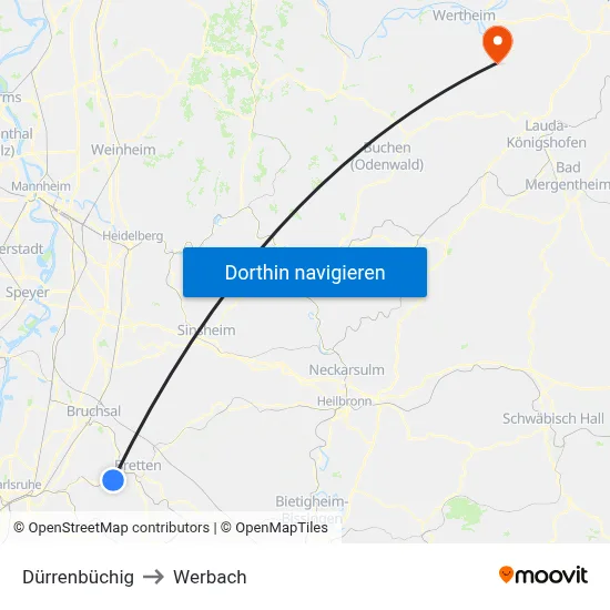 Dürrenbüchig to Werbach map