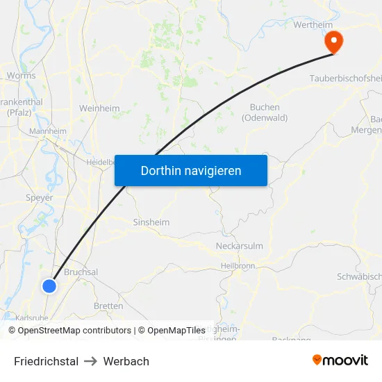 Friedrichstal to Werbach map