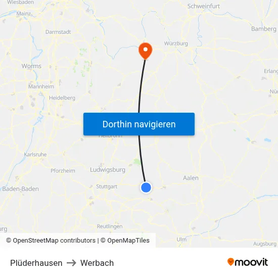 Plüderhausen to Werbach map