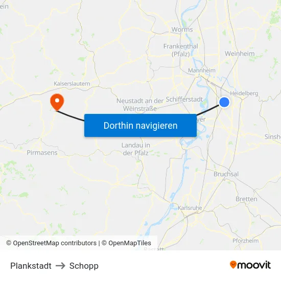 Plankstadt to Schopp map