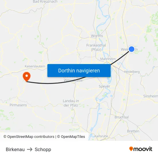 Birkenau to Schopp map