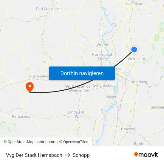 Vvg Der Stadt Hemsbach to Schopp map