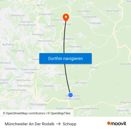 Münchweiler An Der Rodalb to Schopp map
