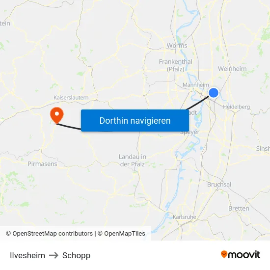 Ilvesheim to Schopp map