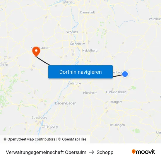 Verwaltungsgemeinschaft Obersulm to Schopp map