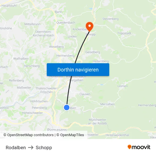 Rodalben to Schopp map