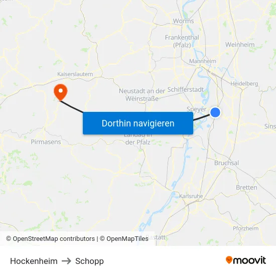 Hockenheim to Schopp map