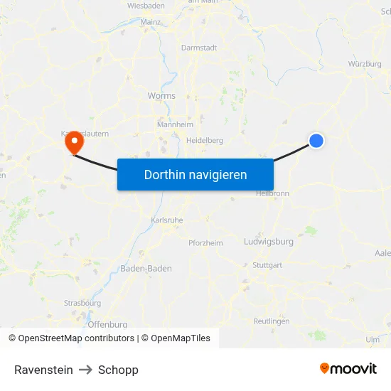 Ravenstein to Schopp map