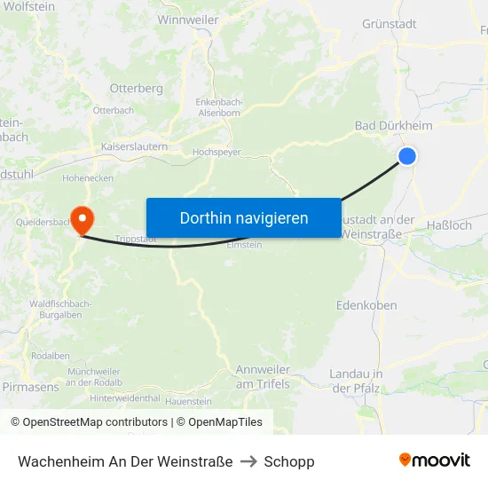 Wachenheim An Der Weinstraße to Schopp map