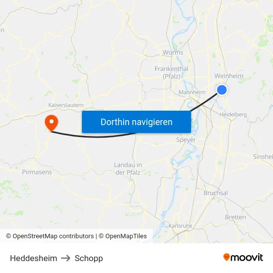 Heddesheim to Schopp map