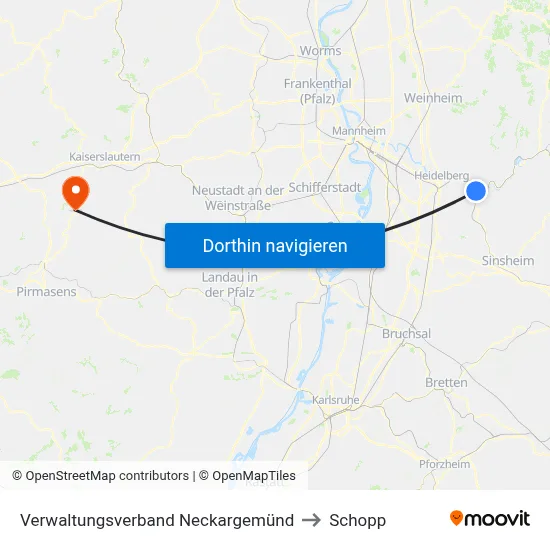 Verwaltungsverband Neckargemünd to Schopp map