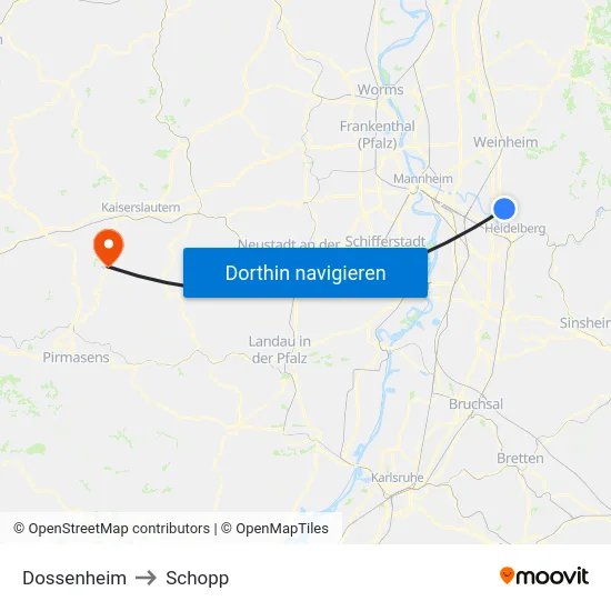 Dossenheim to Schopp map