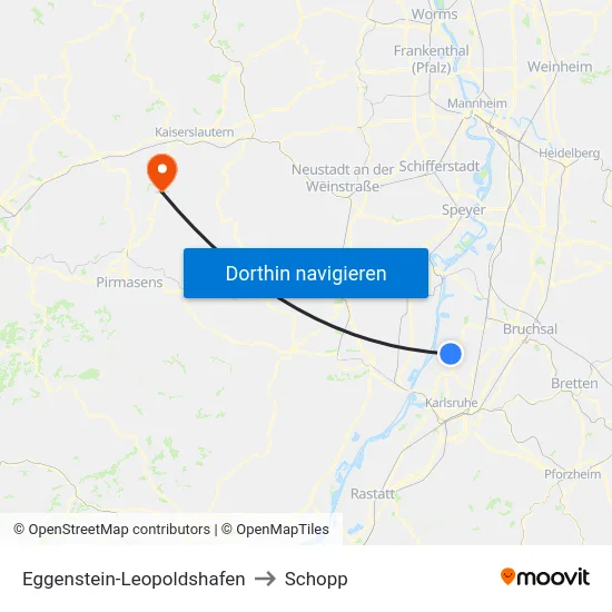 Eggenstein-Leopoldshafen to Schopp map