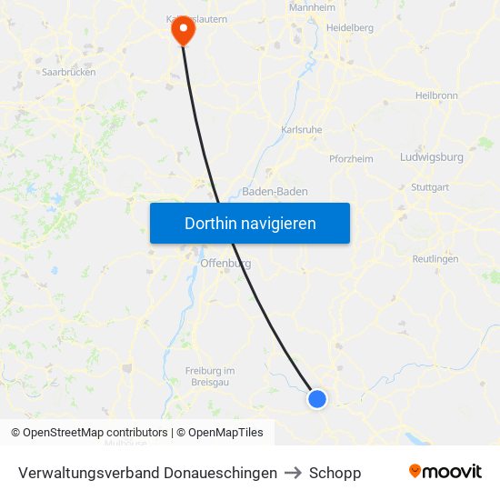 Verwaltungsverband Donaueschingen to Schopp map