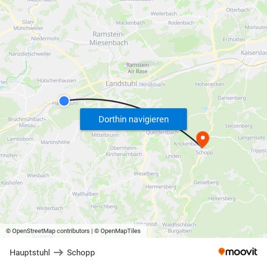Hauptstuhl to Schopp map