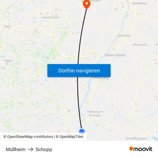 Müllheim to Schopp map