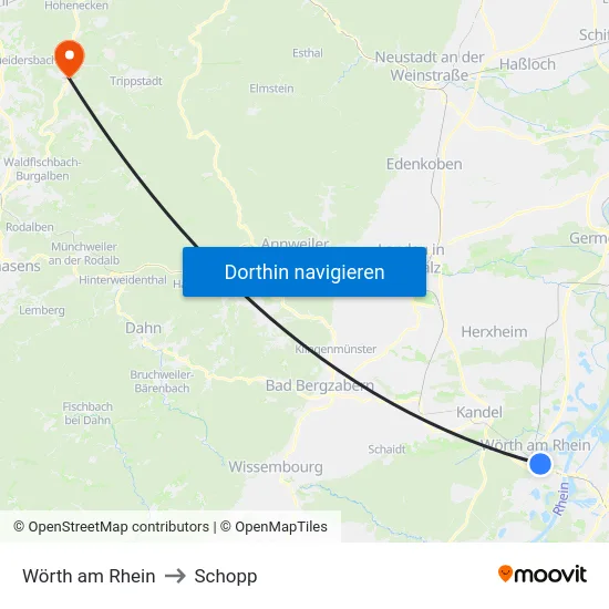 Wörth am Rhein to Schopp map