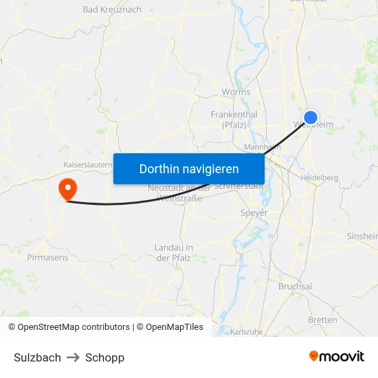 Sulzbach to Schopp map