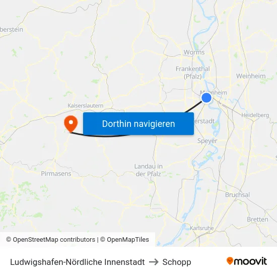 Ludwigshafen-Nördliche Innenstadt to Schopp map