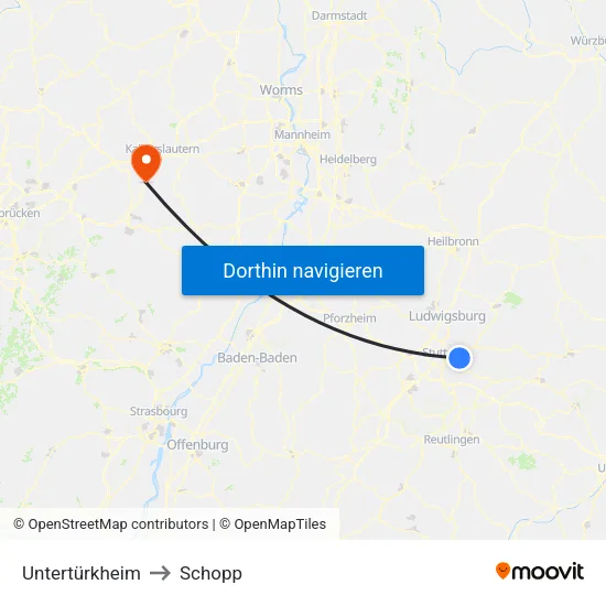 Untertürkheim to Schopp map