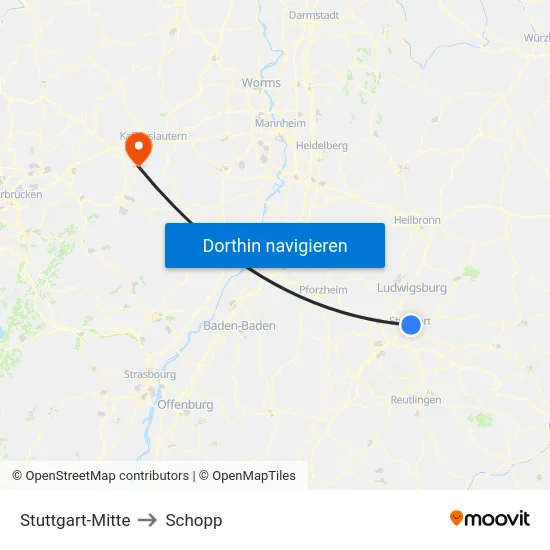 Stuttgart-Mitte to Schopp map