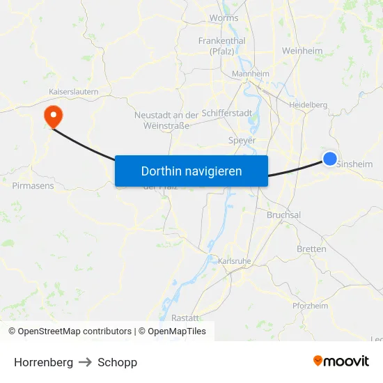 Horrenberg to Schopp map