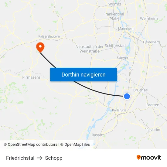 Friedrichstal to Schopp map