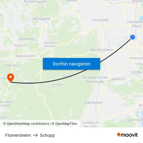 Flomersheim to Schopp map