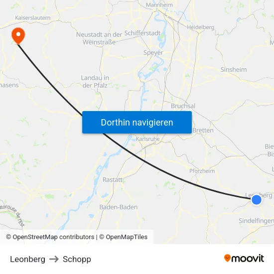 Leonberg to Schopp map