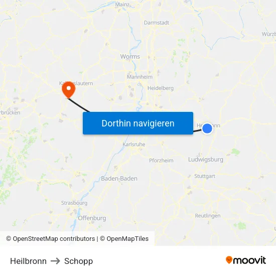 Heilbronn to Schopp map
