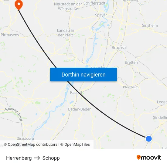 Herrenberg to Schopp map
