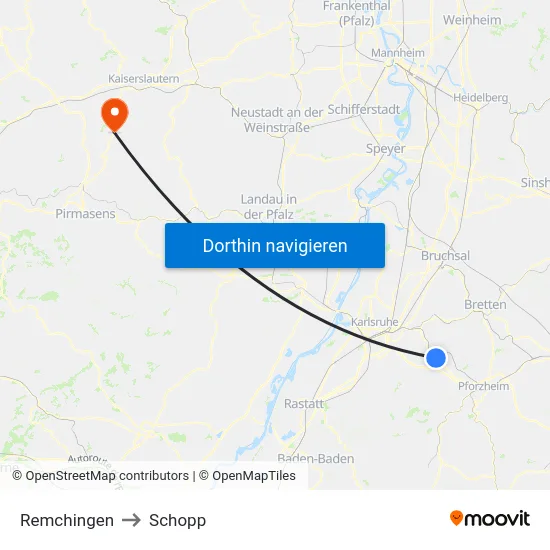 Remchingen to Schopp map