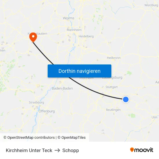 Kirchheim Unter Teck to Schopp map