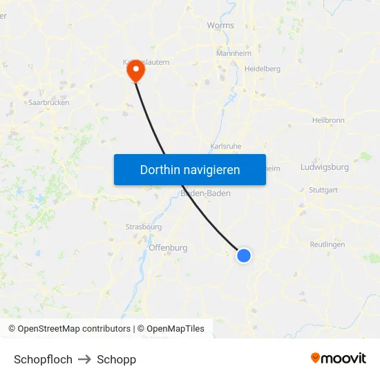 Schopfloch to Schopp map