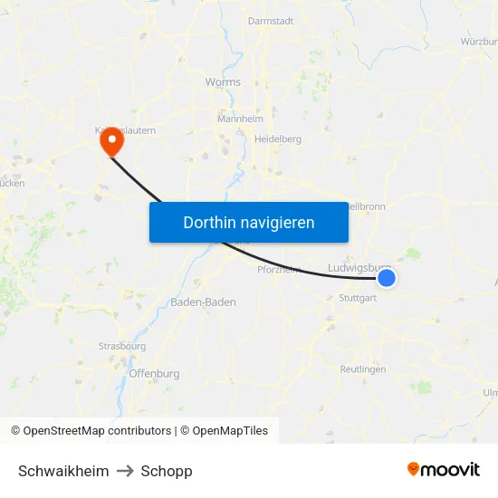 Schwaikheim to Schopp map
