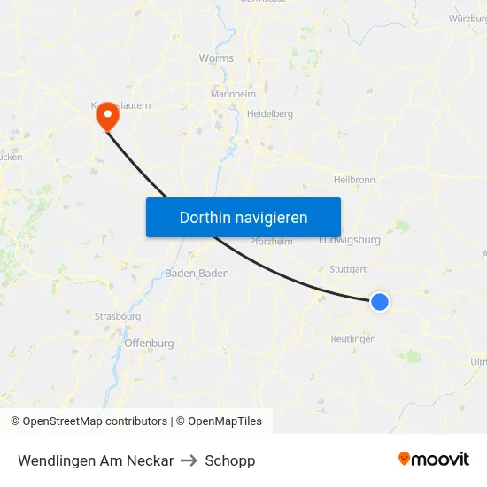 Wendlingen Am Neckar to Schopp map