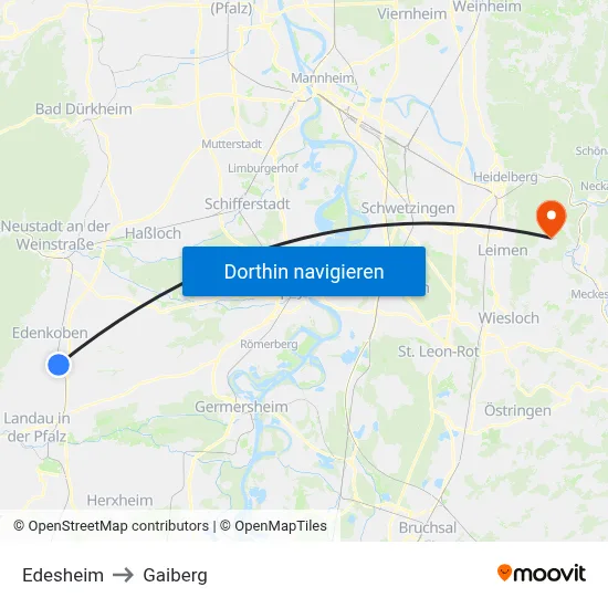 Edesheim to Gaiberg map