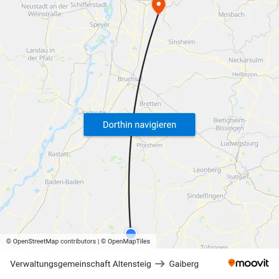 Verwaltungsgemeinschaft Altensteig to Gaiberg map