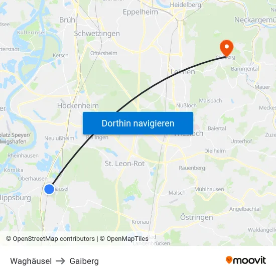 Waghäusel to Gaiberg map