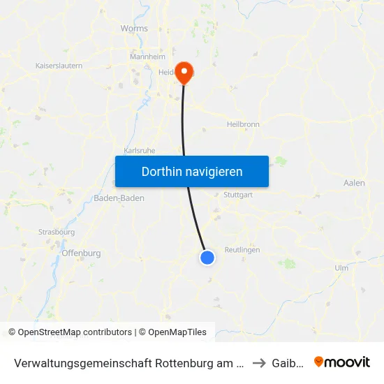 Verwaltungsgemeinschaft Rottenburg am Neckar to Gaiberg map