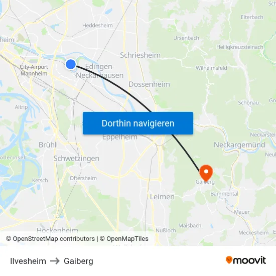 Ilvesheim to Gaiberg map