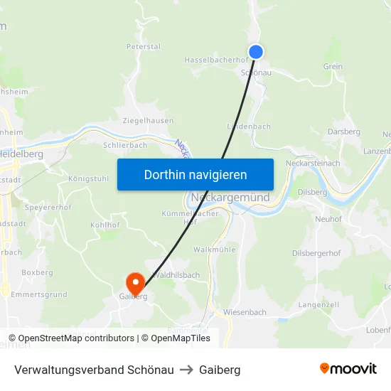 Verwaltungsverband Schönau to Gaiberg map