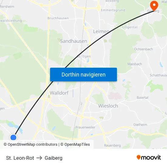 St. Leon-Rot to Gaiberg map