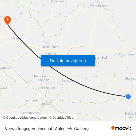 Verwaltungsgemeinschaft Aalen to Gaiberg map