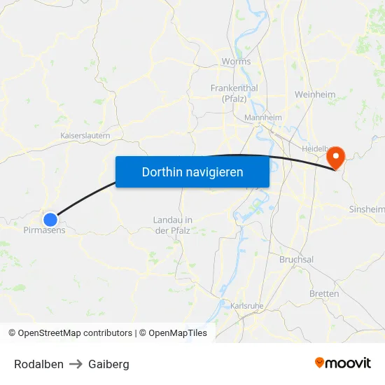 Rodalben to Gaiberg map