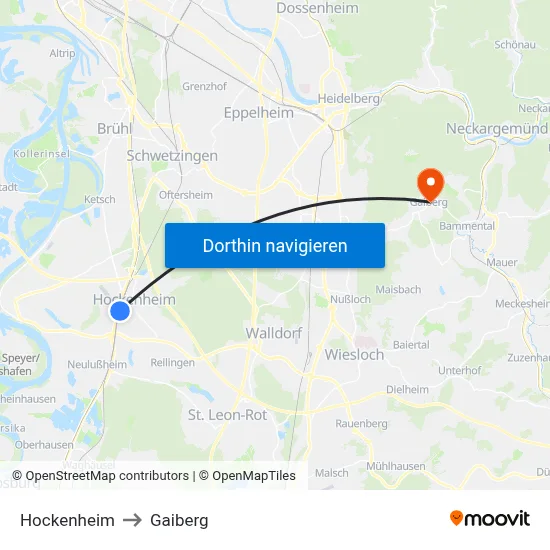 Hockenheim to Gaiberg map