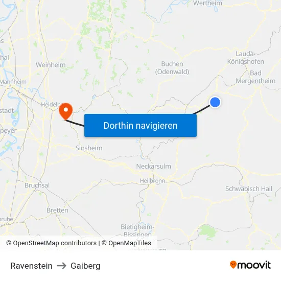 Ravenstein to Gaiberg map