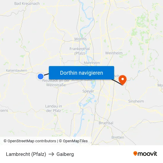 Lambrecht (Pfalz) to Gaiberg map